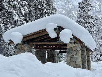 A Yosemite National Park shelter after being hit by massive snowfall in a recent winter storm