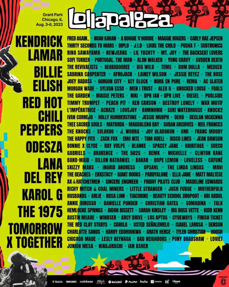 Lollapalooza 2023 music festival lineup kendrick lamar billie eilish lana del rey