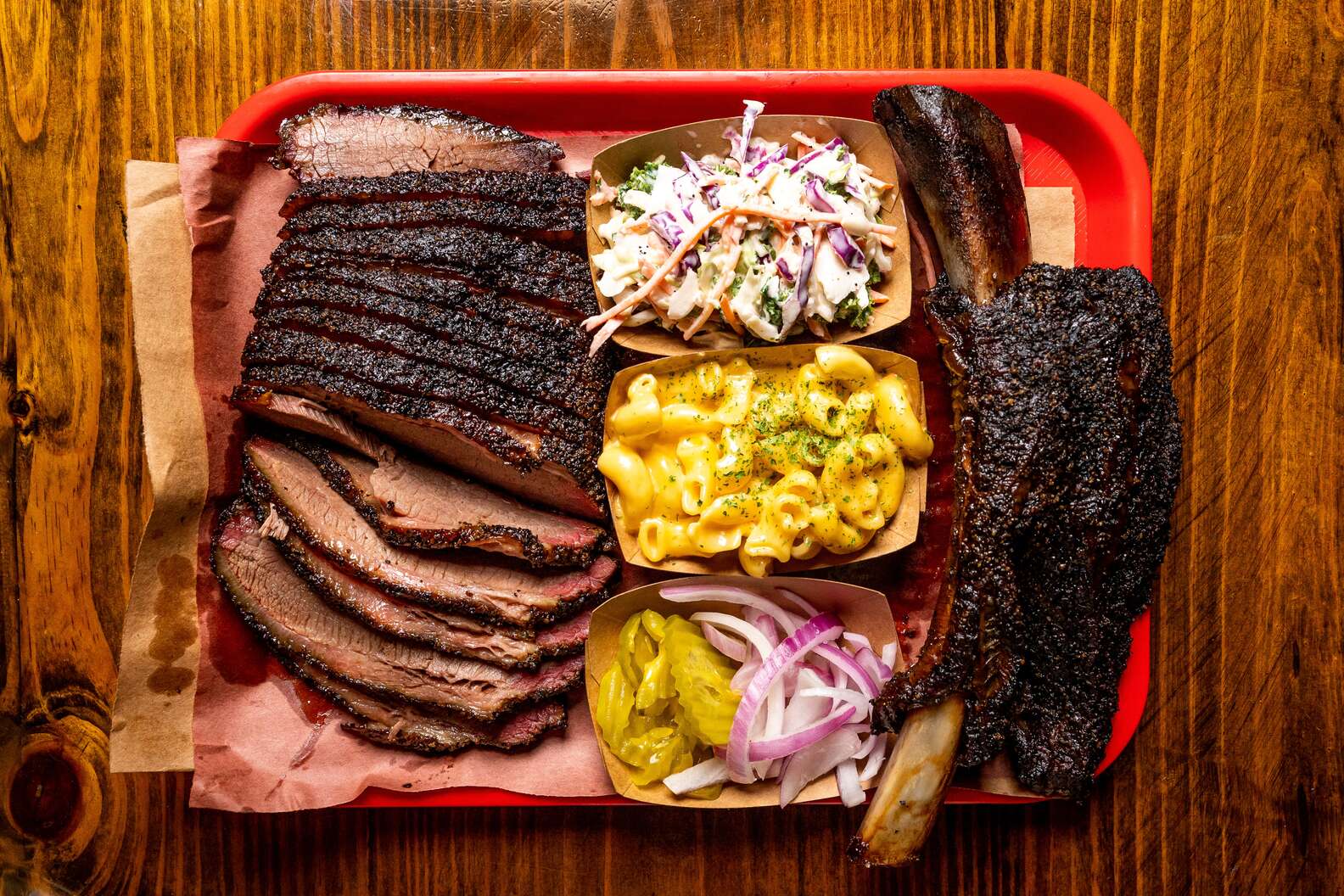 A tray of Austin-style BBQ