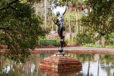 statue in a fountain at Brookgreen Gardens