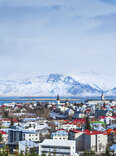 Cityscape of Reykjavik, Iceland captured from a high angle