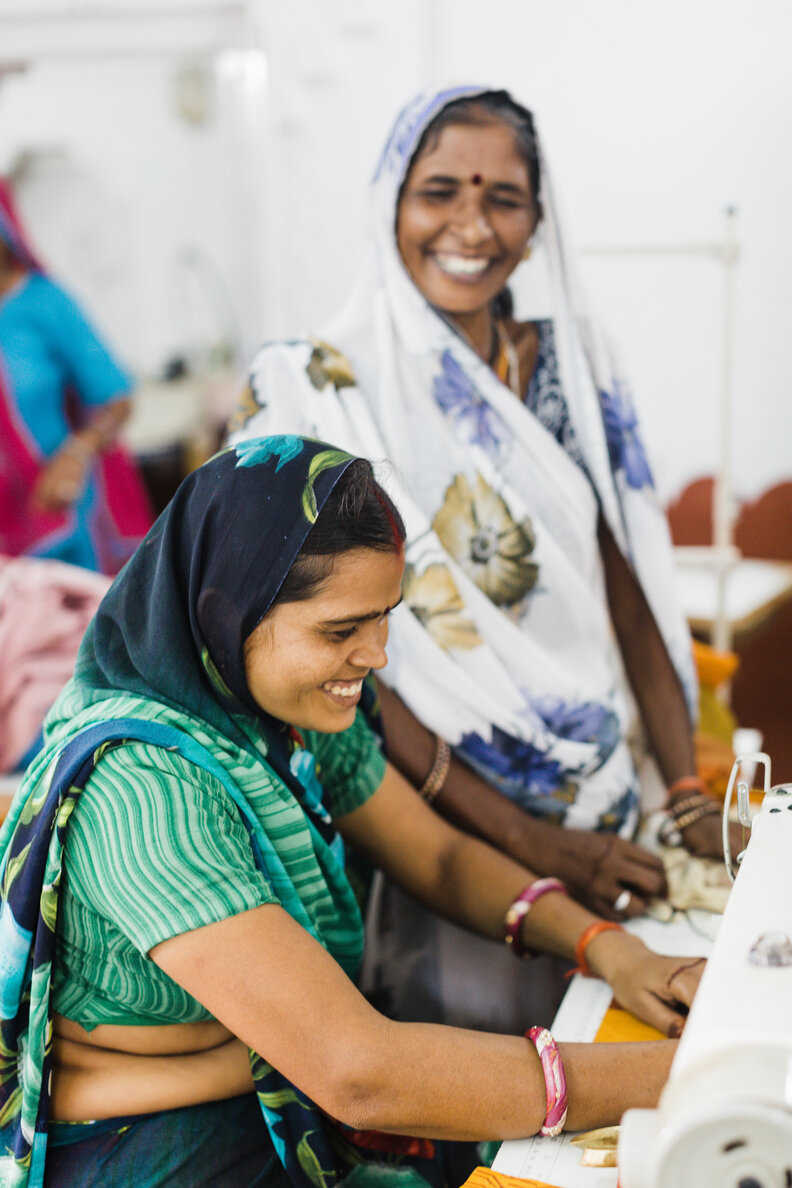 Women sewing on machines at Dastkar Ranthambore