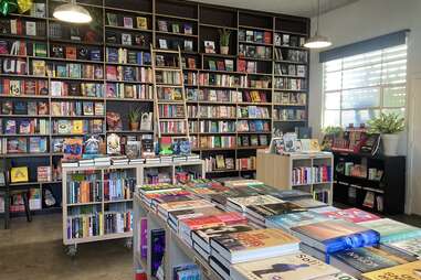 Shelves of books at North Fig
