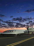 Eviation Alice all-electric passenger plane shown at nighttime