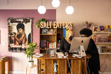 Salt Eaters register and shelves