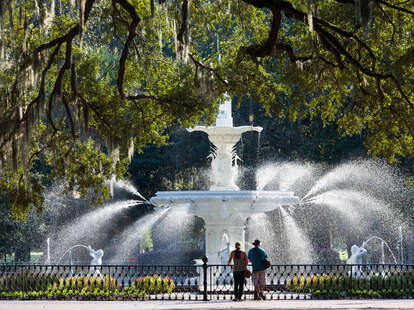 fountain and park in Savannah, Georgia