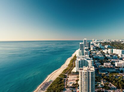 An aerial view of Miami Beach, Florida.
