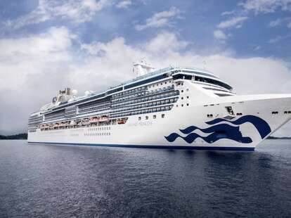 A large Princess Cruises ship in the water. 