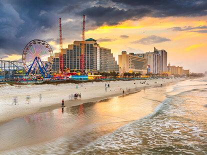 The sunset showing Daytona Beach, Florida.