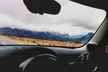 View through car dashboard