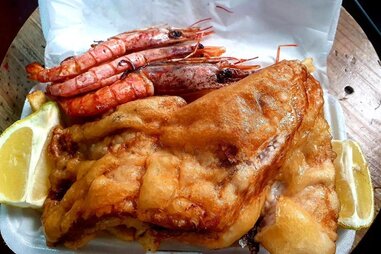 Fish and chips at Kalkys