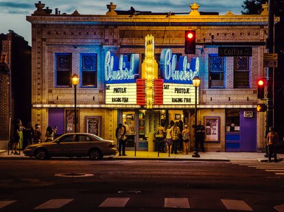 The front of a movie theater in Denver, Colorado.