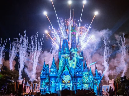 A fireworks display at Disney’s Magic Kingdom for its Halloween event.