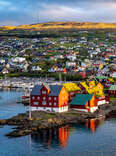 Sunrise scene of Torshavn in the Faroe Islands in North Atlantic