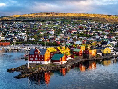 Sunrise scene of Torshavn in the Faroe Islands in North Atlantic