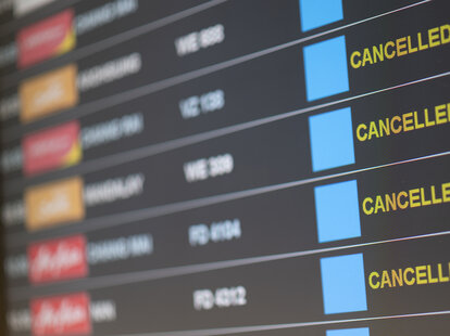 cancelation board at the airport