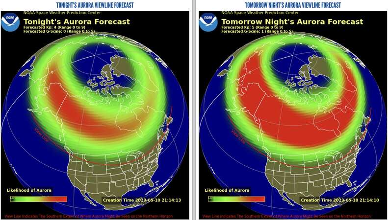 northern lights forecast may 10 and 11, 2023