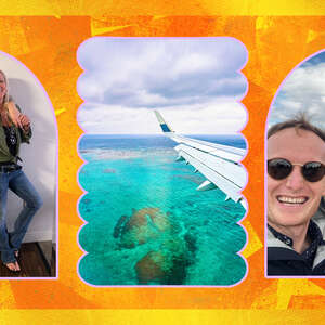 collage of travel photos with moms