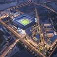 Aerial view of the proposed New York City Football Club stadium and surrounding public amenities