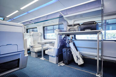 Brightline train interior baggage