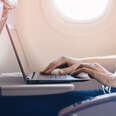Laptop on airplane