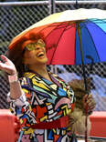 Grand Marshal Andrea Horne celebrates during the 52nd annual San Francisco Pride Parade on June 26, 2022 in San Francisco, California. 
