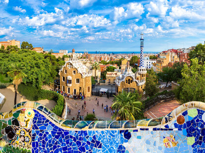 Park Guell on a summer day in Barcelona, Spain