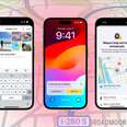 Apple iPhone phone screens displaying new features on Apple iOS 17, for WWDC23. 