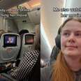 TikTok screenshots of person watching another passenger's movie on a plane