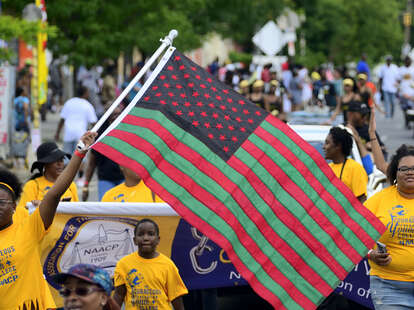 Juneteenth flag and parade