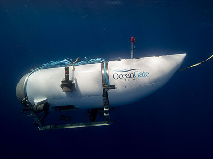 The Titan submarine submersing below the ocean’s surface during a previous dive.
