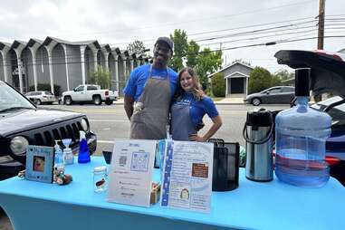 Dean's Coffee stand set up at a Disney picket