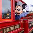 Mickey waving from the Walt Disney World Railroad