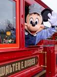 Mickey waving from the Walt Disney World Railroad