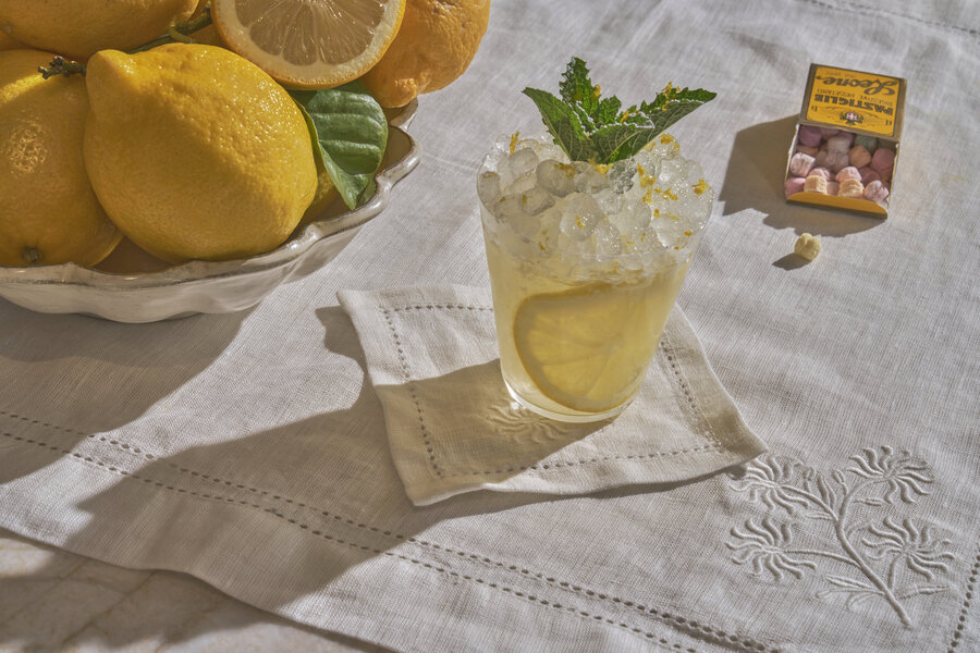 Porto Flip Cocktail On A Bar Desk Black Background Stock Photo