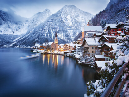 Winter View of Hallstatt, a traditional Austrian village.
