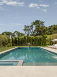 A minimalist luxury backyard pool at Gwyneth Paltrow's house in Montecito, California.