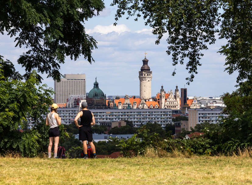 view of Leipzig skyline in Saxony, Germany