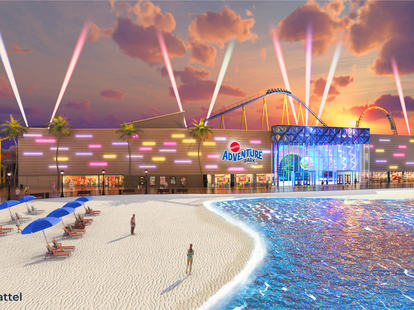 A rendering of the new Hot Wheels rollercoaster that will be featured at the Mattel Adventure Park.