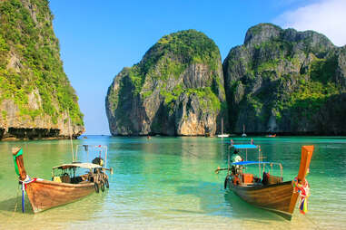 Boats in Maya Bay