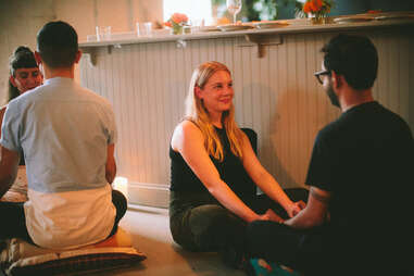 Participants during the eye gazing exercise