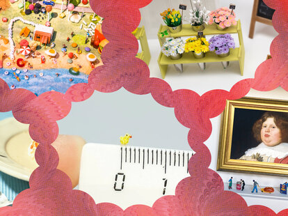 collage of miniature artwork exhibits