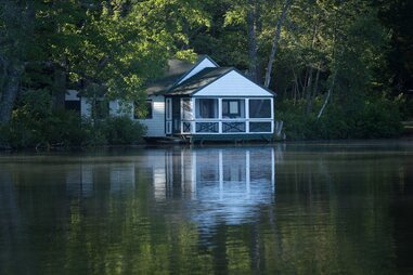 cabin on a lake