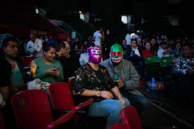 luche libre fans in masks
