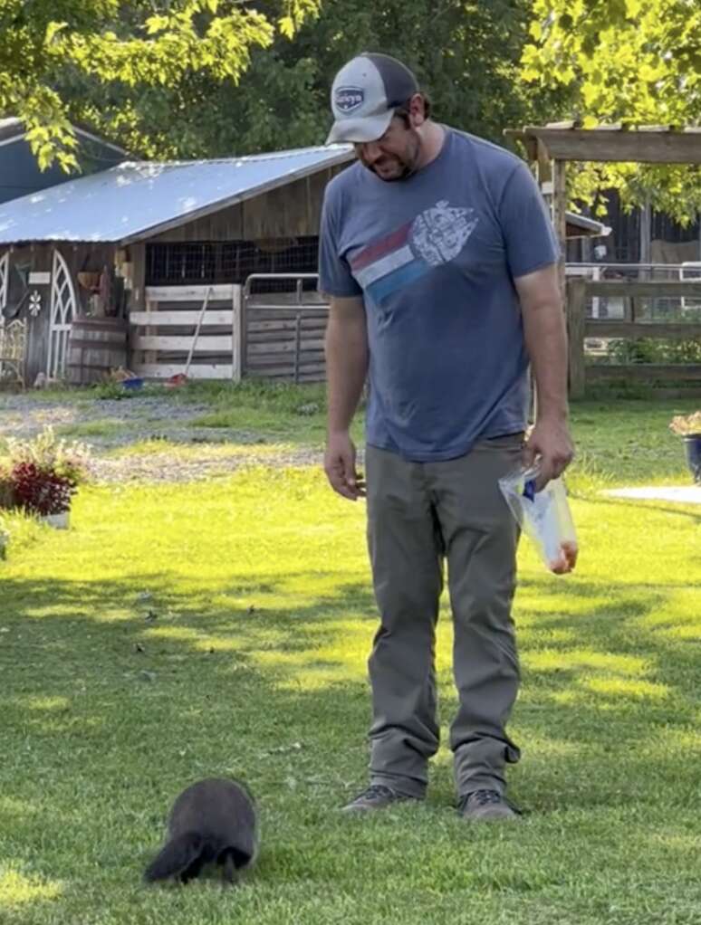 man and groundhog