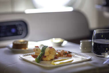 First class airplane dinner