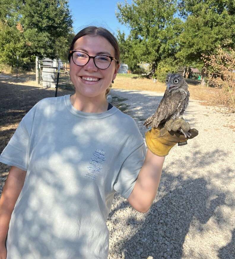 woman with owl