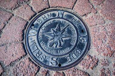 Center of the universe manhole cover in Wallace, Idaho