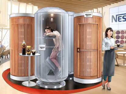 Nescafe Harajuku Tokyo Cafe Now Offers Vertical Sleeping Pods for Naps Thrillist