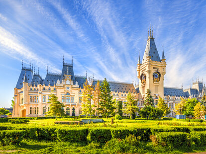 Cultural Palace in central square in Iasi town, Moldavia, Romania